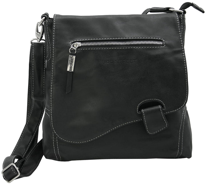 BAG STREET - Damen Handtasche mit Riegel-Magnetverschluss und Reissverschluss - 4 Liter Volumen - Um