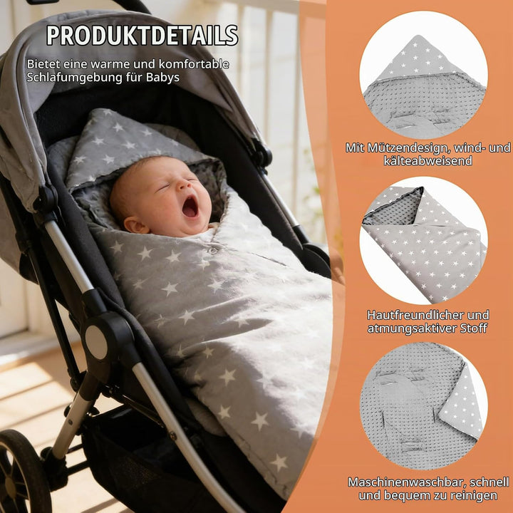 PORFOYO Baby Einschlagdecke, Kinderwagen Kuscheldecke, Babyschale Decke, Einschlagdecke Babyschale,