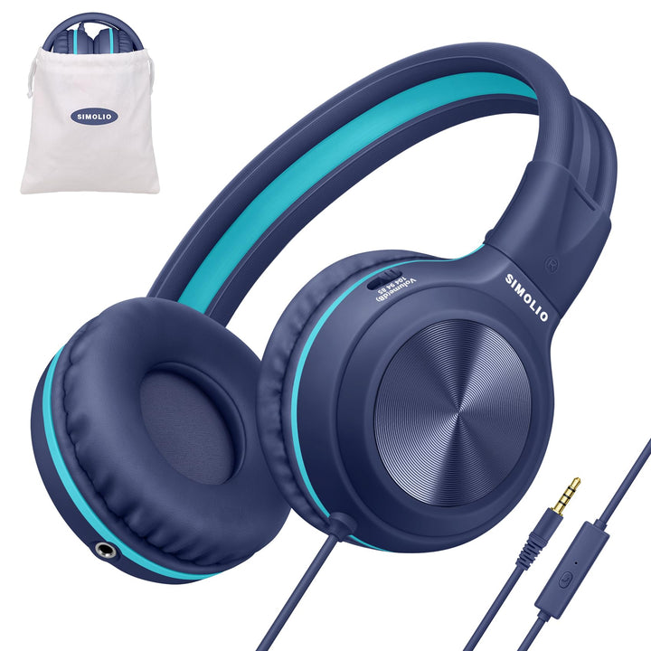 SIMOLIO Kabel Kopfhörer für Jugendliche mit Lautstärkeregler und MIC, Over Ear Kopfhörer mit 85dB 94