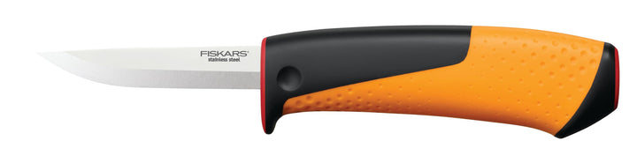 Fiskars Handwerkermesser inklusive Holster mit integriertem Messerschärfer, Gesamtlänge: 20,9 cm, Sc