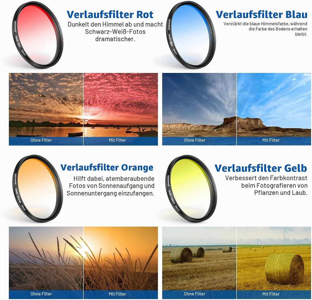 NEEWER 52mm ND+CPL+Effekt Filter Set mit Handy Phone Objektiv Klammer, Polfilter ND32, 6 Punkt Stern