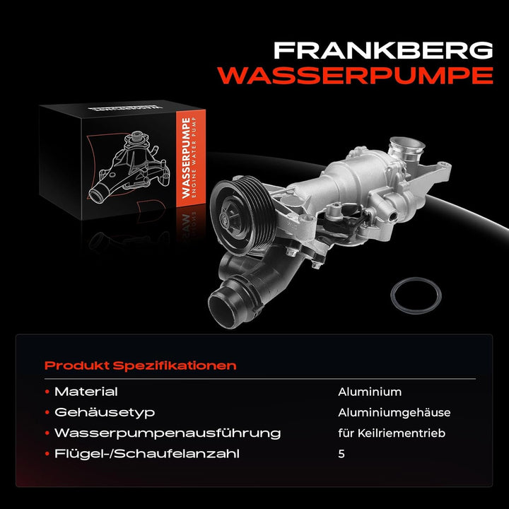 Frankberg Wasserpumpe Kompatibel mit C-Klasse Coupe C205 1.6L-2.0L 2015-2020 E-Klasse W212 2.0L 2013