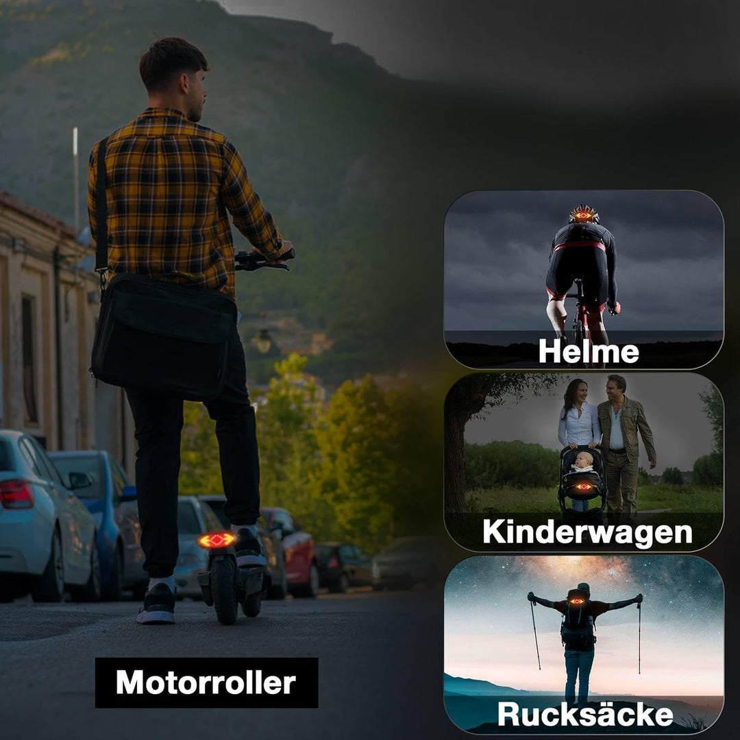 Blinker E Scooter, IPX4 USB Wiederaufladbar E Scooter Blinker mit Funkfernbedienung &amp; Automatische B