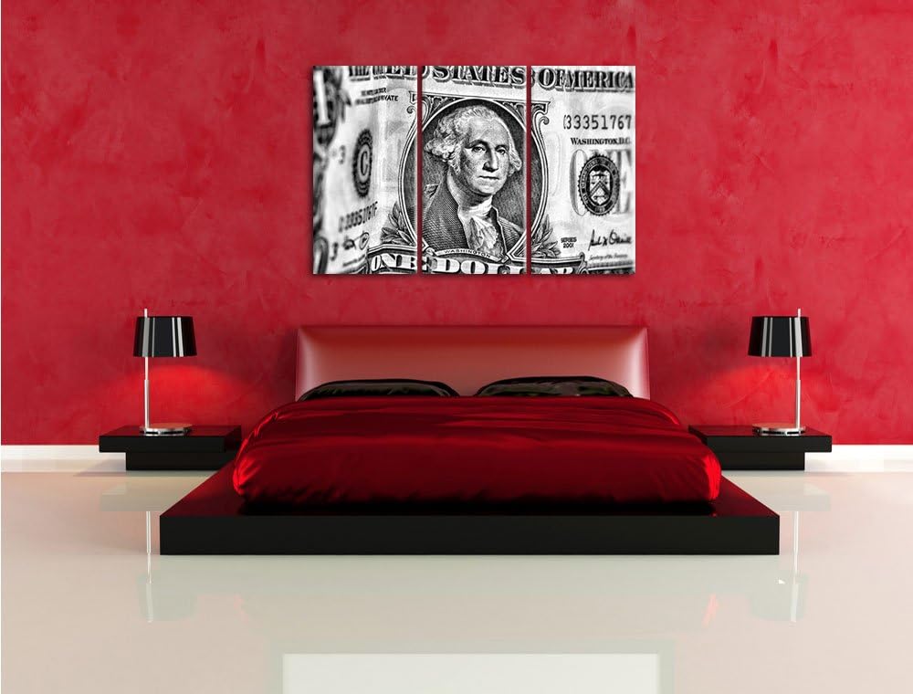 Pixxprint Geldschein Dollar als Leinwandbild | Grösse: 3 Teilig (120x80) | Wandbild| Kunstdruck | fe