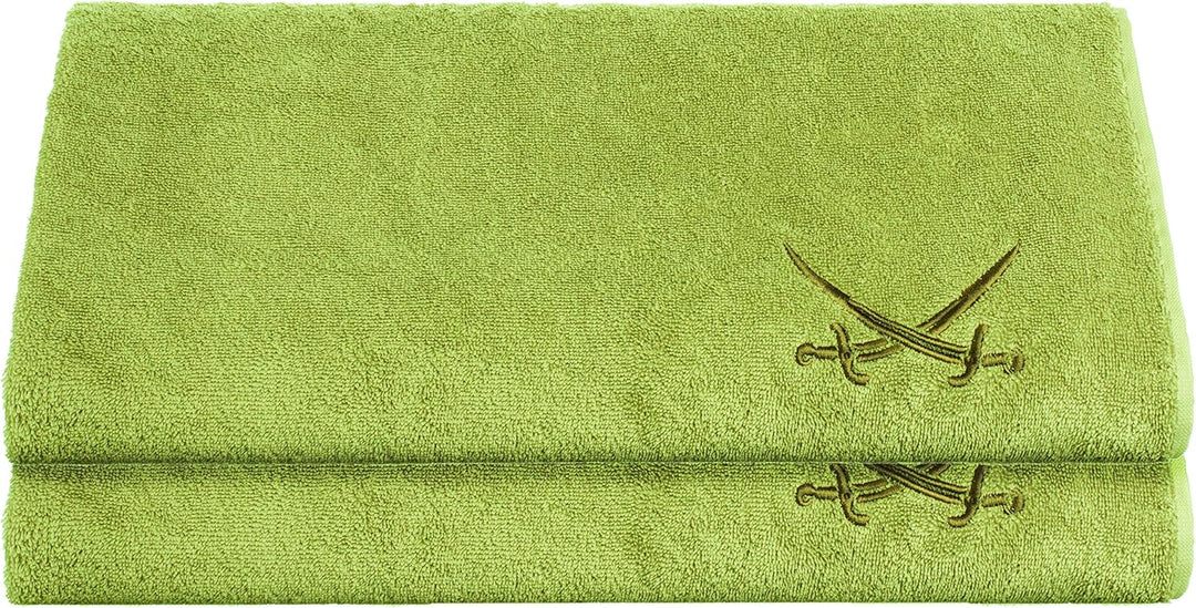 Sansibar Badetuch 2er Set 90x180 cm 100% Baumwolle mit gesticktem Säbel Logo Strandtuch Saunatuch Gr