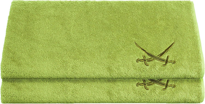 Sansibar Badetuch 2er Set 90x180 cm 100% Baumwolle mit gesticktem Säbel Logo Strandtuch Saunatuch Gr