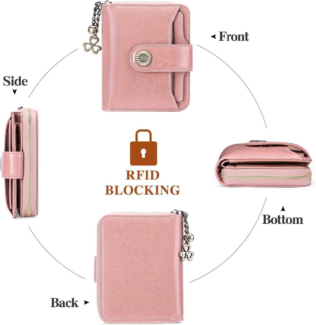 SENDEFN Geldbörse Damen Klein,Geldbeutel Frauen Echtes Leder,mit Münzfach Kleines Zipper Brieftasche