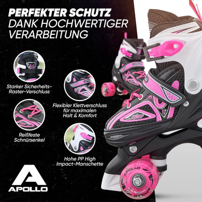 Apollo Super Quad X Pro | verstellbare Rollschuhe für Kinder | komfortable, grössenverstellbare LED