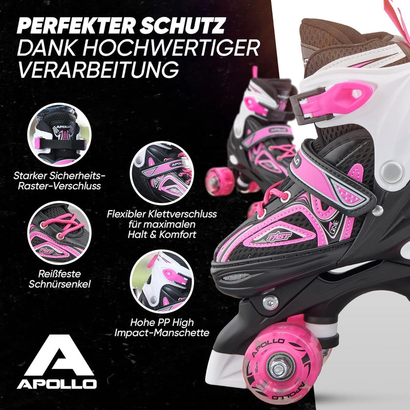 Apollo Super Quad X Pro | verstellbare Rollschuhe für Kinder | komfortable, grössenverstellbare LED