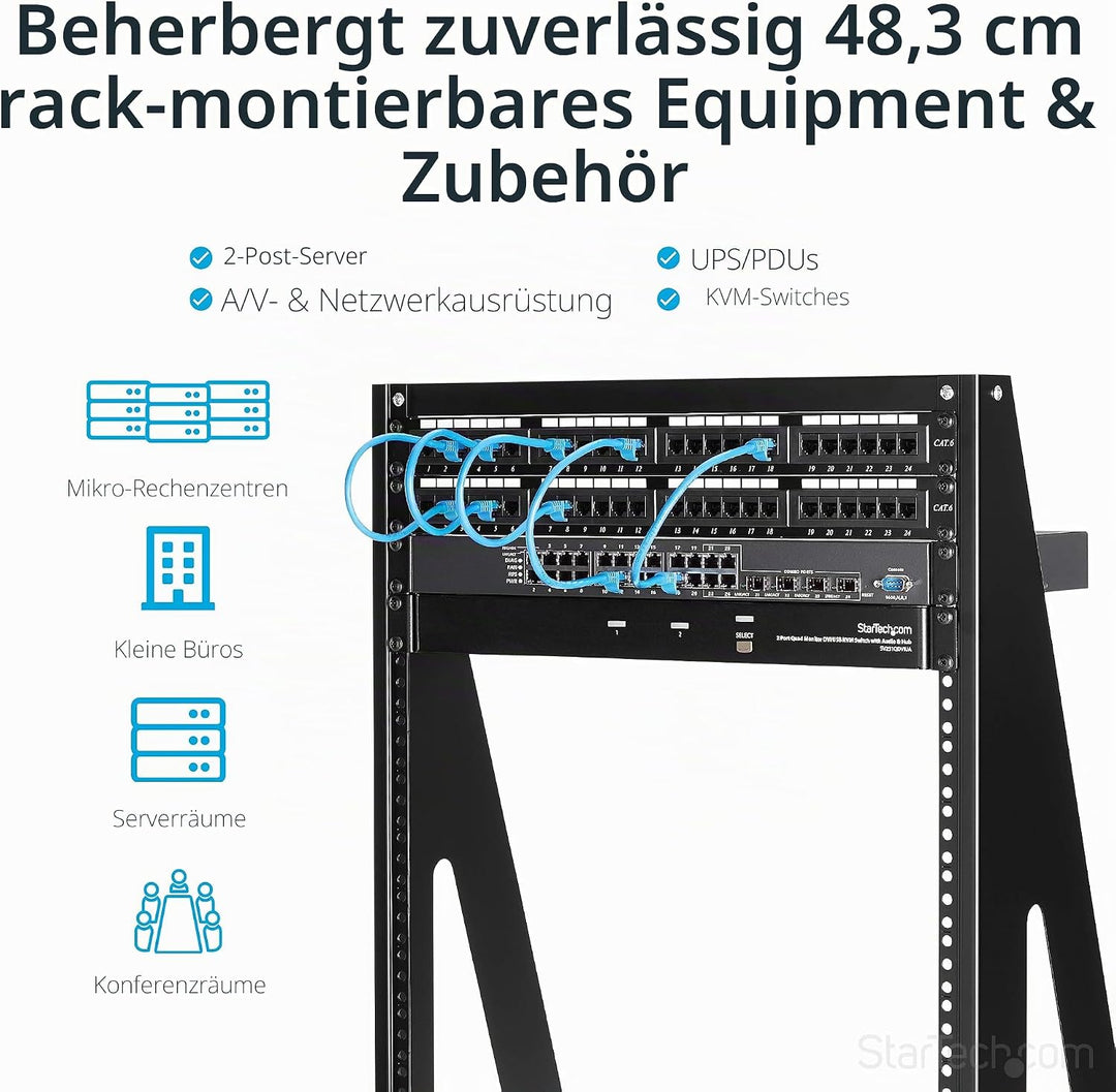 StarTech.com 2 Post Server Rack - Open Rack - Audio-Video-Rack - Laborgestell - Offener Serverschran