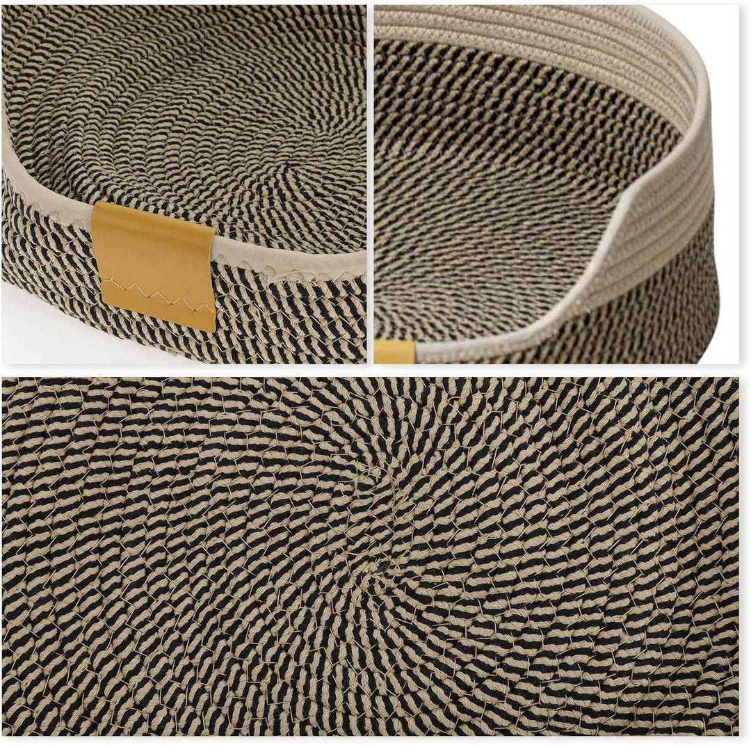 CAPASTEC Gewebtes Katzenbett, 40 cm Durchmesser Faltbarer Korb-Nistplatz, Atmungsaktives Haustier-Li