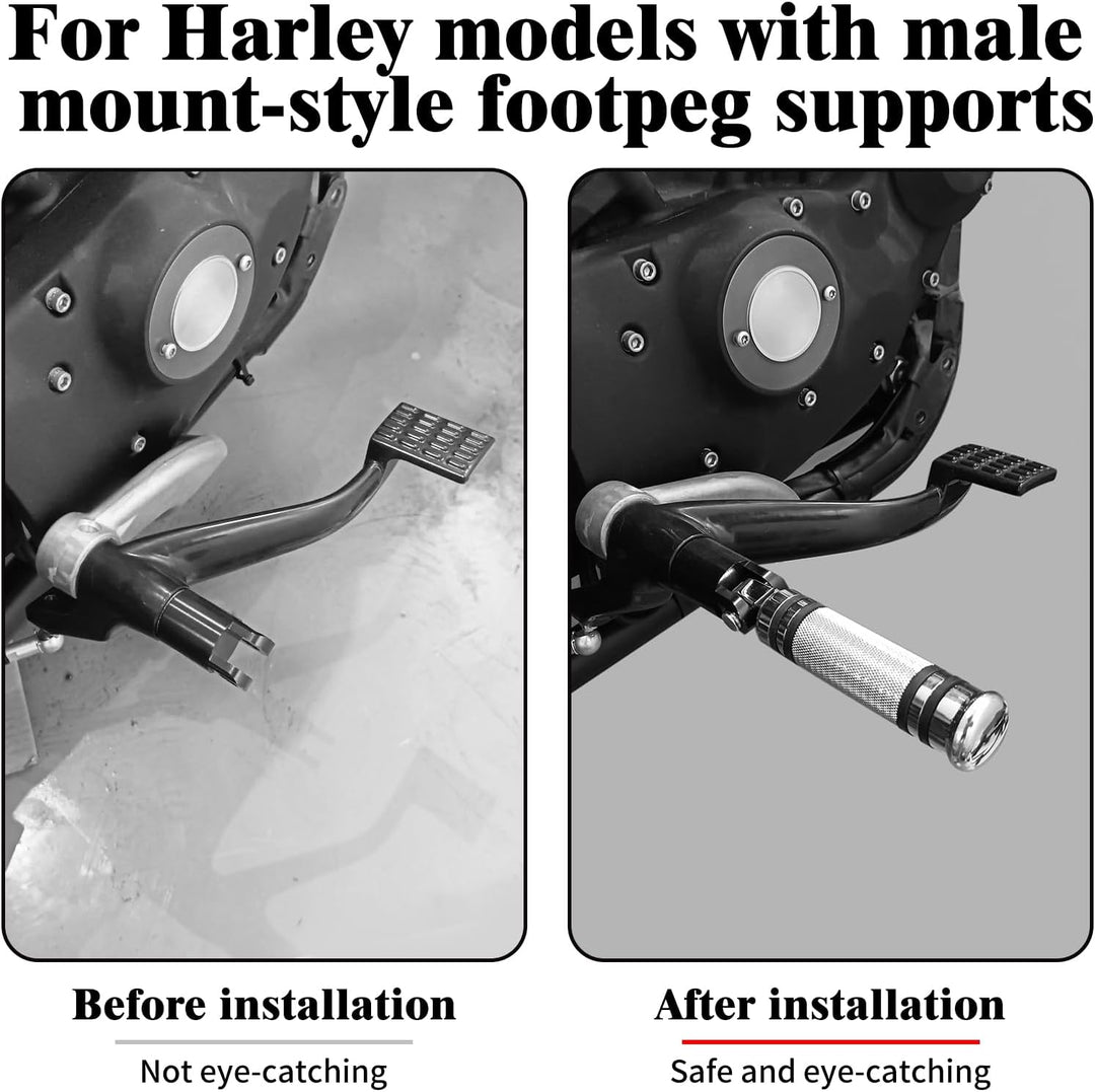 HDBUBALUS 1 Paar Billet CNC Silber Aluminium Motorrad Fussrasten für Harley Style männliche Fussrast