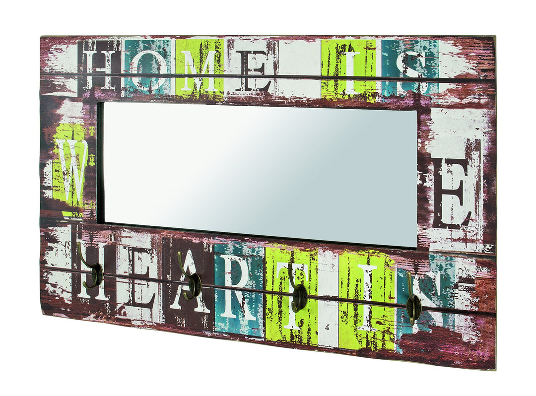 HAKU Möbel Wandgarderobe, MDF, Motiv-vintage, B 80 x T 10 x H 52 cm 80 x 10 x 52 cm, 80 x 10 x 52 cm