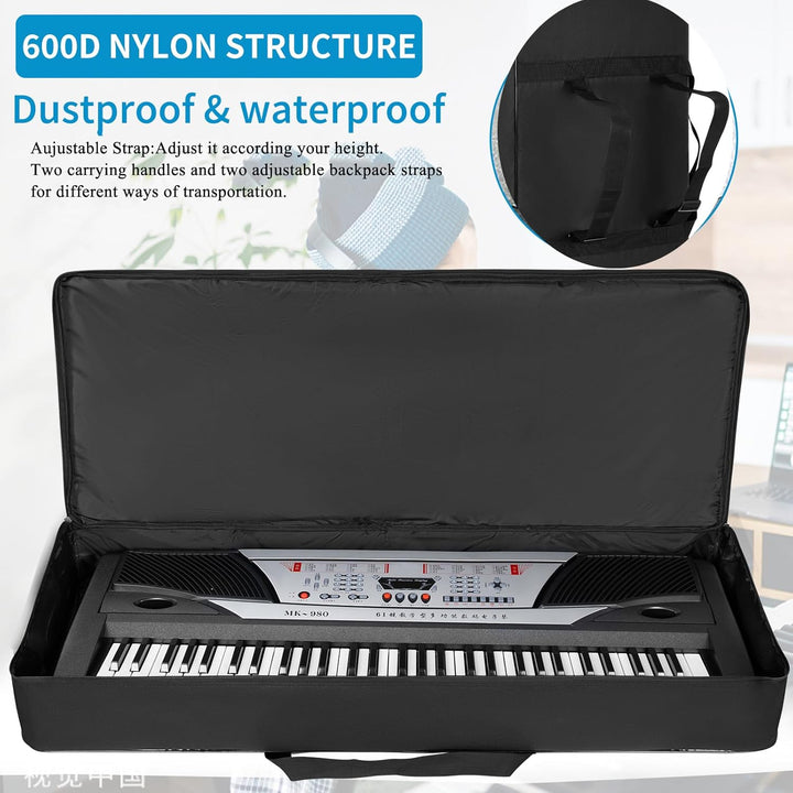 AKOZLIN Tragbare, gepolsterte Keyboard-Tasche mit 61 Tasten, Masse: 101,6 x 15,2 x 40,6 cm, Gigbag f
