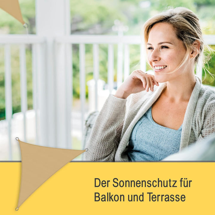 Sol Royal Sonnensegel dreieckig wasserdicht für Terrasse Balkon Garten | 6x4,2x4,2m Sand UV Sonnensc