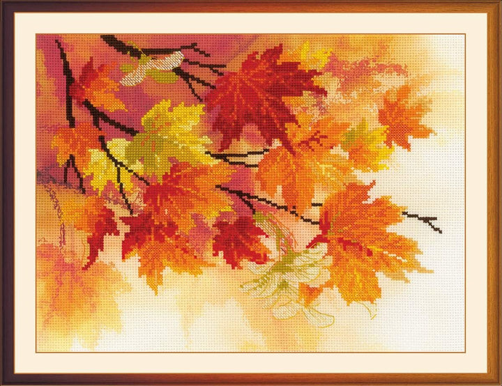 Riolis Herbstfarben Kreuzstich-Set, Baumwolle, Mehrfarbig, 40 x 30 x 0.1 cm