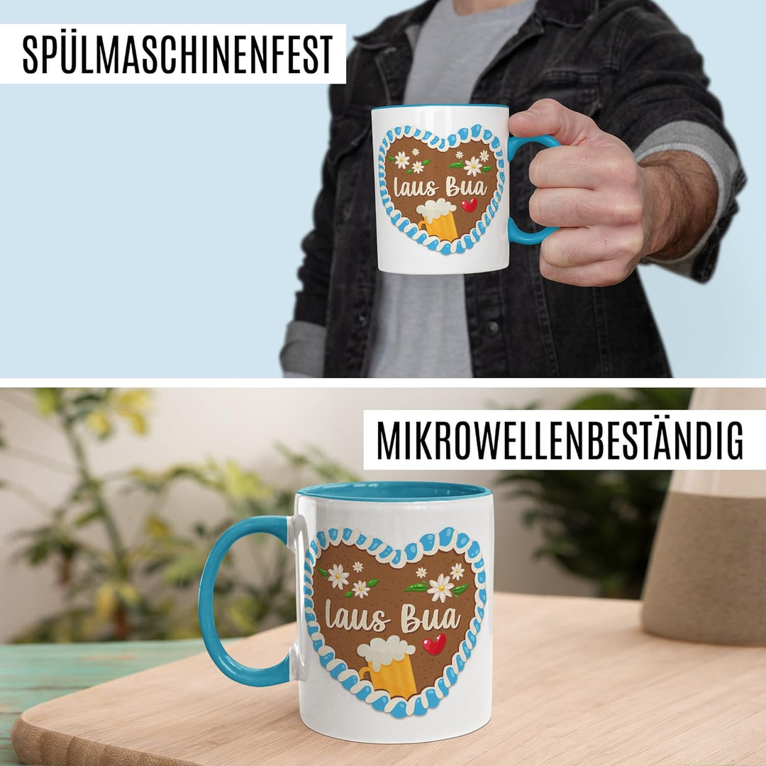 Bayrisch Tasse mit Spruch – Geschenk Laus Bua – Kaffeetasse 330ml aus Keramik – Bayern Dialekt Bub J