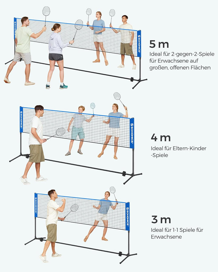 SONGMICS Badmintonnetz, faltbar, einfach zu montieren, leicht zu transportieren, höhenverstellbar (1