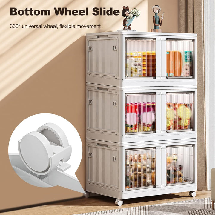 Ergocar Faltbare Aufbewahrungsbox, Stapelbare Kunststoff Aufbewahrungsbox mit Rollen, Fünfseitige Öf