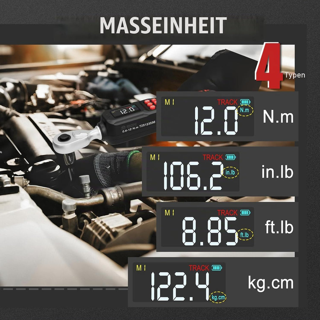 VANPO Digitaler Drehmomentschlüssel 1/4 Zoll(0.6–12 Nm) für Fahrrad &amp; Präzisionsreparaturen,±2% Gena