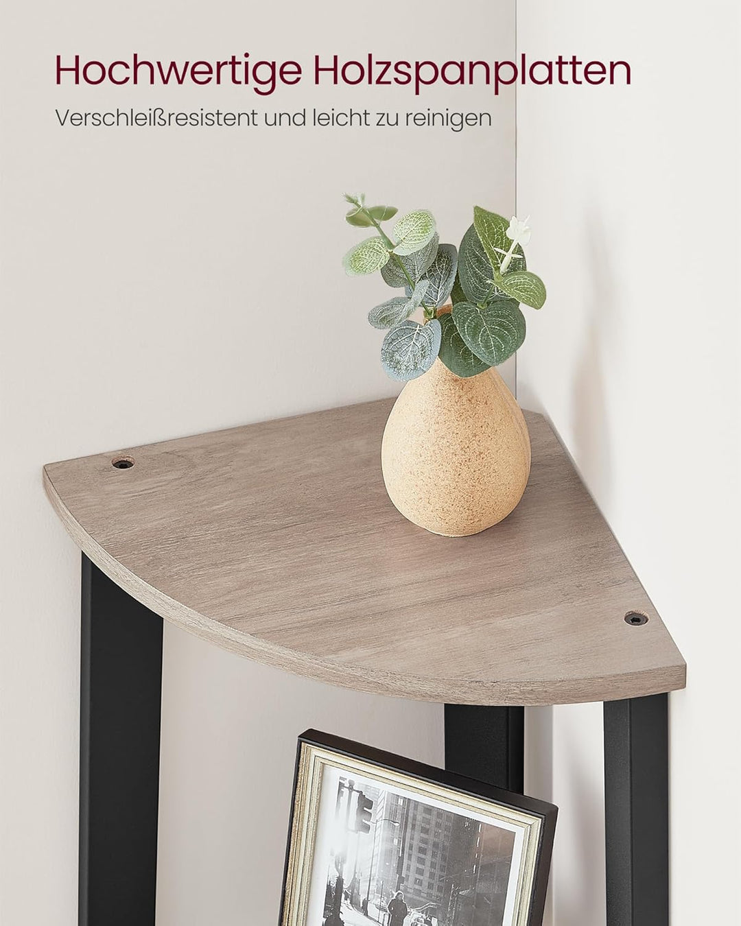 VASAGLE Eckregal, Bücherregal mit 4 Ebenen, Leiterregal, Aufbewahrungsregal, Pflanzenregal für Wohnz