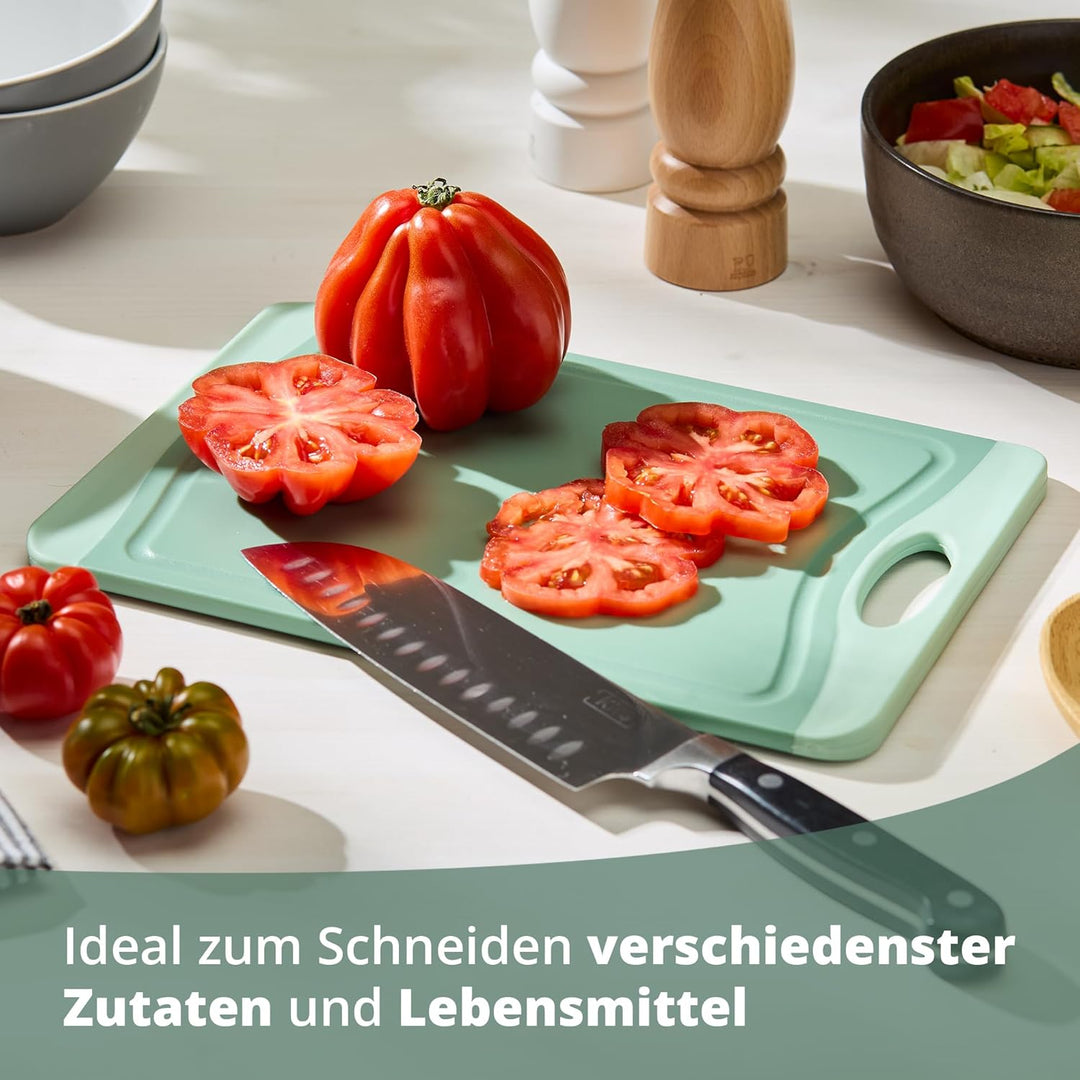 KHG Schneidebrett aus Kunststoff - 29 x 20 x 0,8 cm Grün - Grosses Messerbrett, Küchenbrett rutschfe