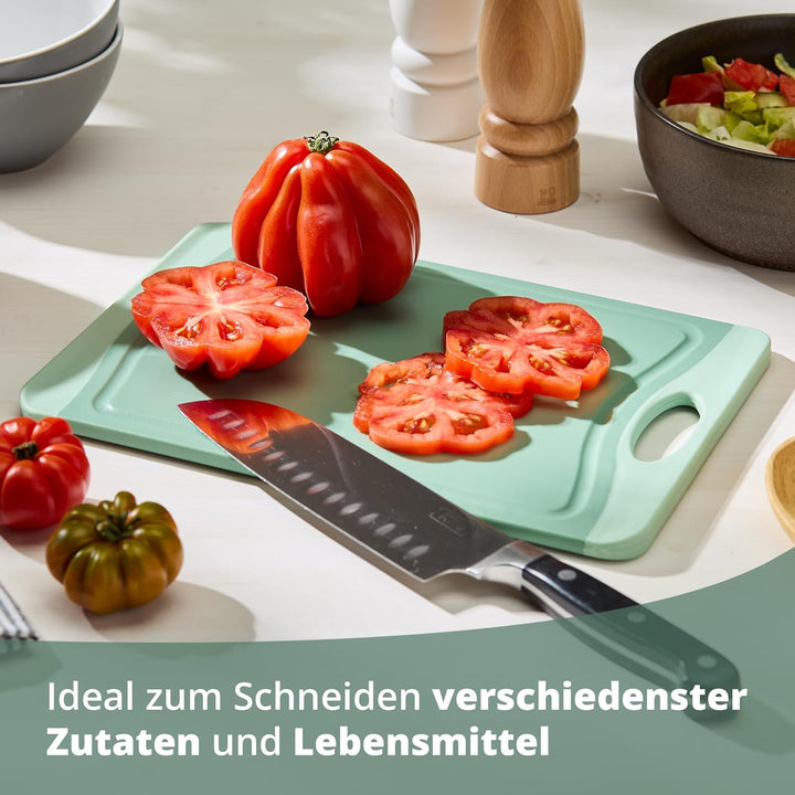 KHG Schneidebrett aus Kunststoff - 29 x 20 x 0,8 cm Grün - Grosses Messerbrett, Küchenbrett rutschfe