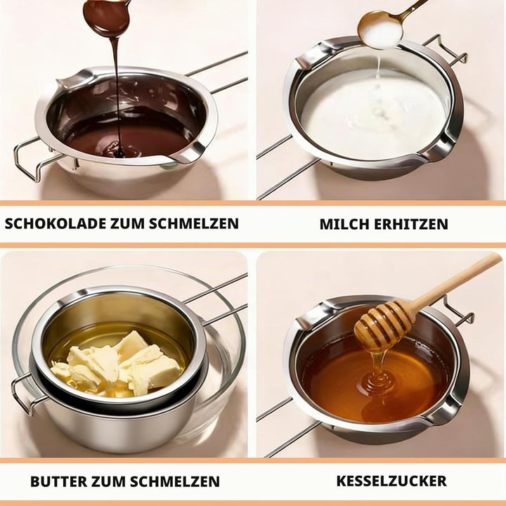 Schmelztopf - 1000ML Wasserbad Schmelzschale, Edelstahl Kerzen Giessen Schokofondue, Schokolade Schm