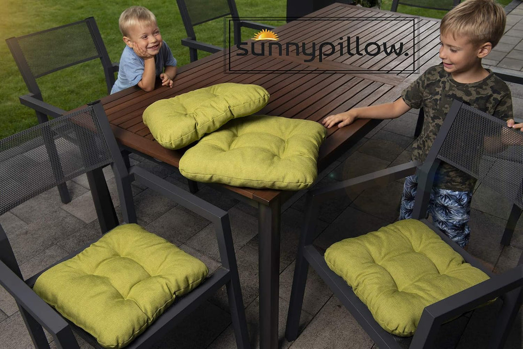 sunnypillow 4er Set Stuhlkissen 40x40 cm Bequeme 8cm Polsterauflage Auflage für Stühle/Bänke in Haus
