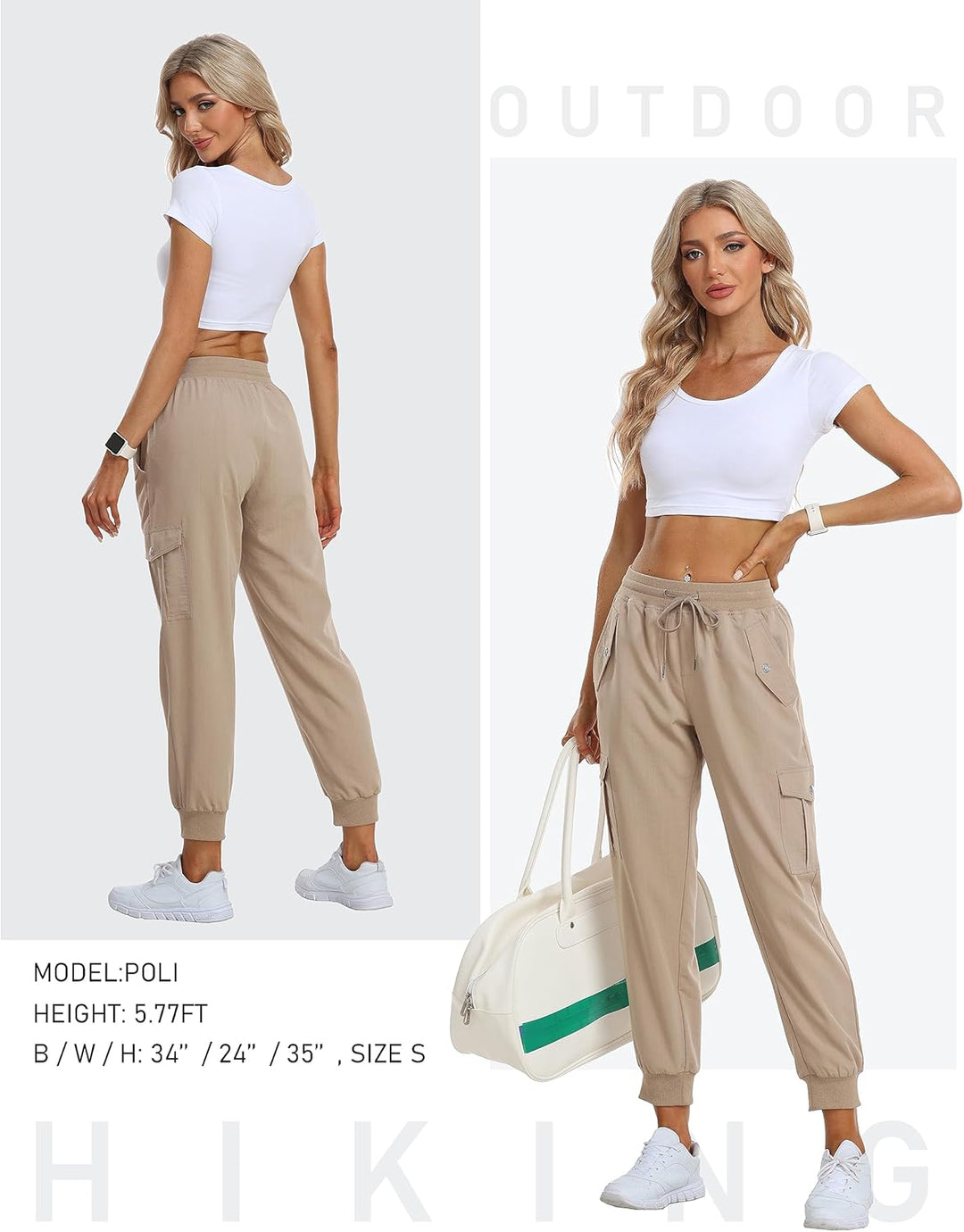 JINSHI Hosen Damen Cargohose Wanderhose Leichte Jogginghose Freizeithose Funktionshose Outdoorhose m