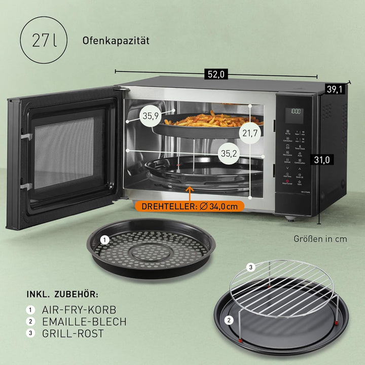 Panasonic NN-CT56RBEPG 27L 4-in-1 Kombimikrowelle mit Airfryer, 1000W Inverter, 19 Automatikprogramm