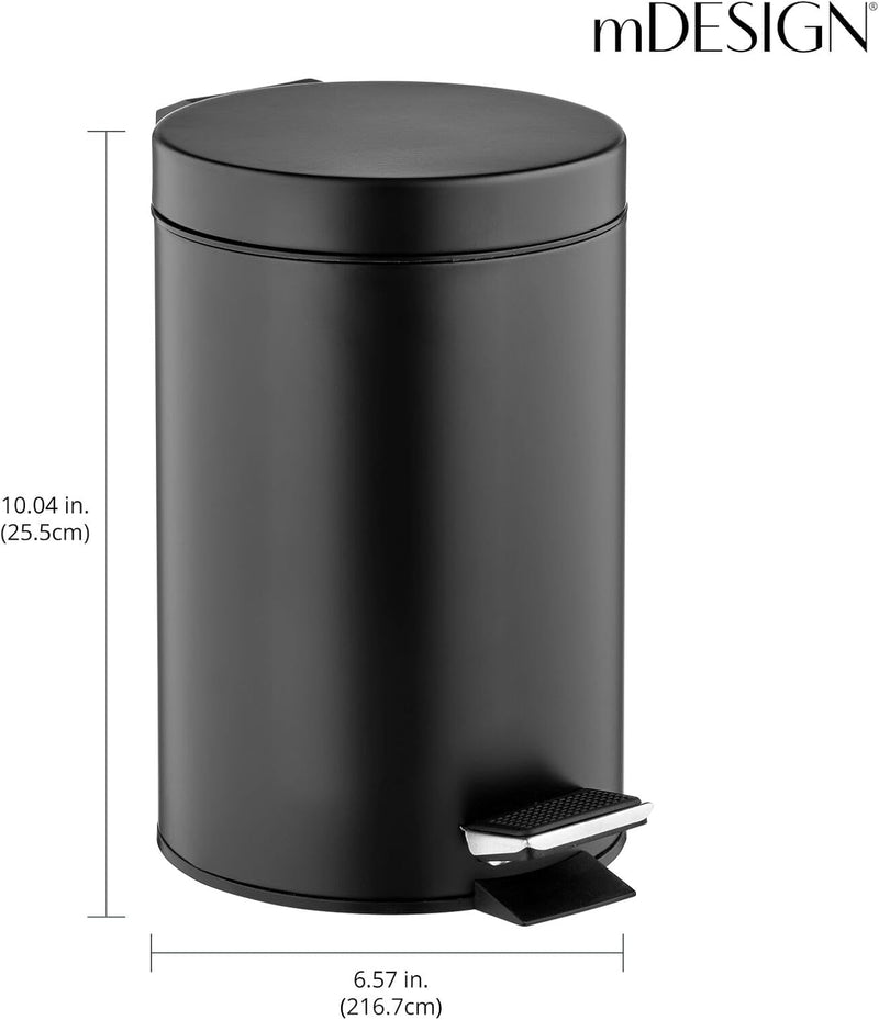 mDesign Tretmülleimer – 3 l Mülleimer aus Metall mit Pedal, Deckel und Kunststoffeinsatz – ideal als