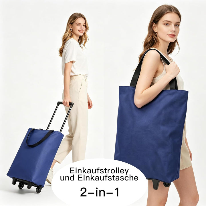 2-in-1 Einkaufstrolley, 30x20x42cm Einkaufstasche auf Rollen, Tragbare Multifunktionale Faltbare Ein