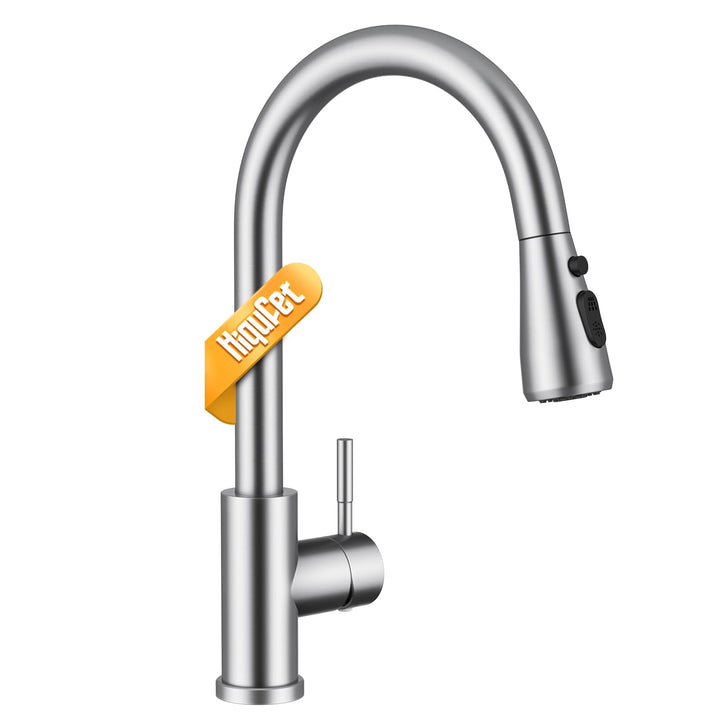 Küchenarmatur, Ausziehbarer Wasserhahn mit Edelstahl-Sprühbrause und 3 Sprühfunktionen, 360° schwenk