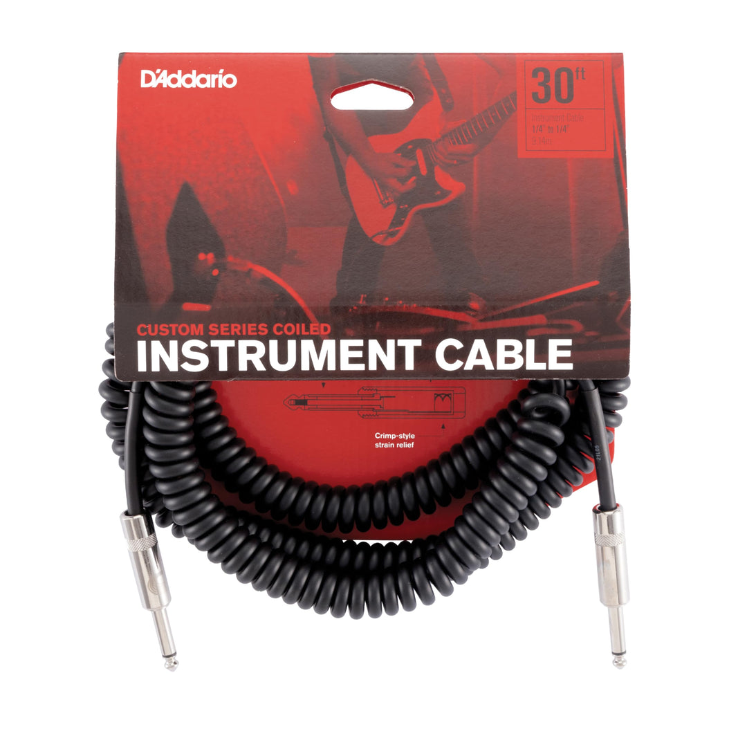 D'Addario Custom Series Spiral-Instrumentenkabel, Schwarz, 6 m