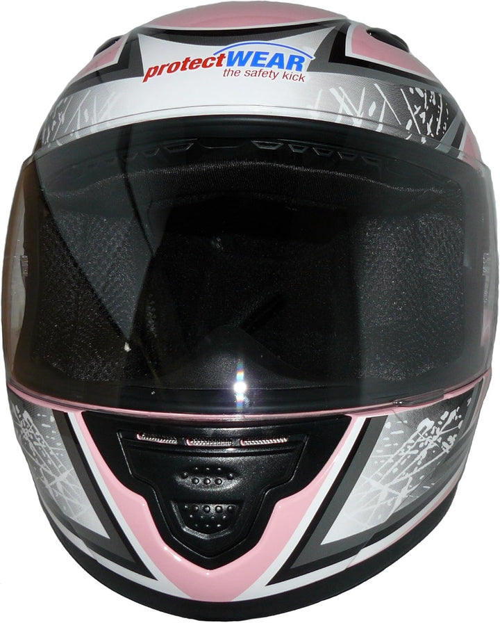 Protectwear Kinder Motorradhelm, Integralhelm, Rosa/Silber Glanz, 54-55 cm S Rosa/Silber, S Rosa/Sil