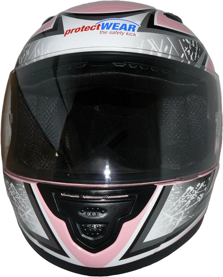 Protectwear Kinder Motorradhelm, Integralhelm, Rosa/Silber Glanz, M (57-58) XXS Rosa/Silber, XXS Ros