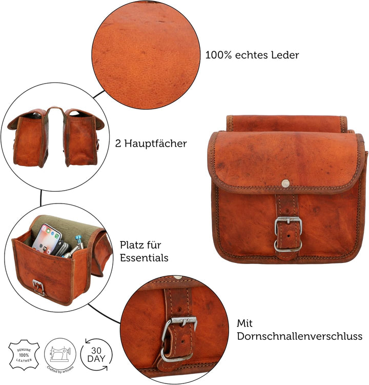 Gusti Rahmentasche Leder - Sabine S. Gepäckträger Tasche Doppelpacktasche Fahrradtasche Ledertasche