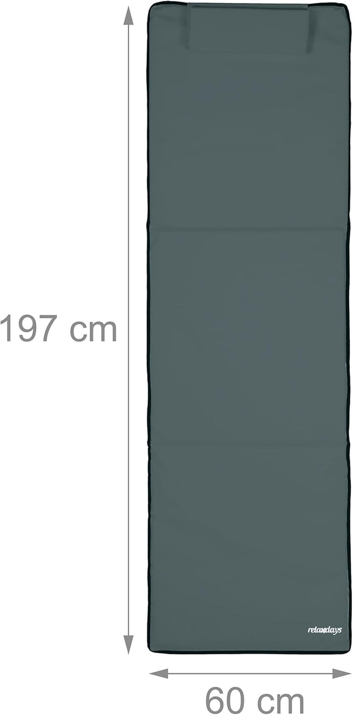 Relaxdays Strandmatte, gepolsterte Strandliege XXL m. Sonnenschirm, 3-stufig verstellbar, Kopfkissen