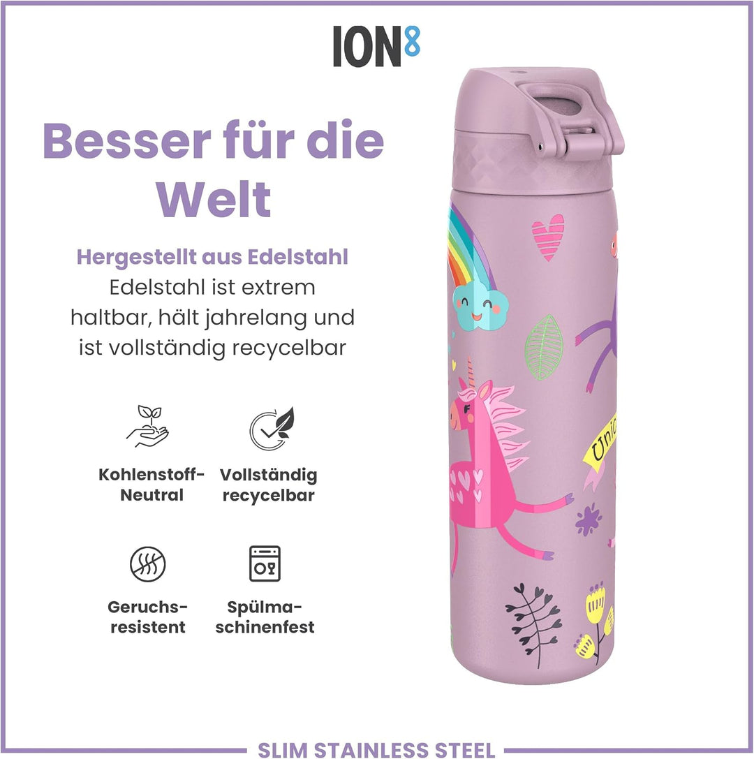 ion8 Leicht Stahl-Trinkflasche 600 ml Nicht IsoliertAuslaufsicher Einhandöffnung Sichere Verriegelun