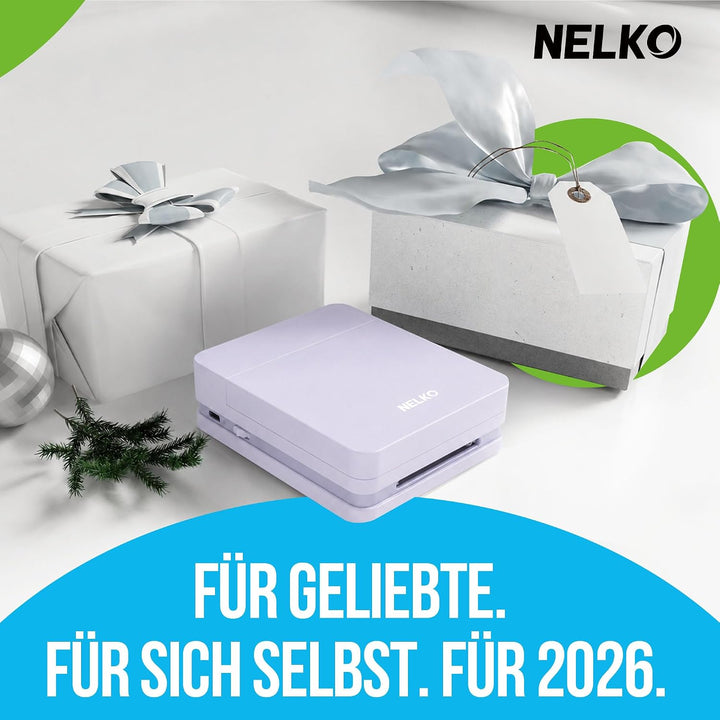 Nelko Fotodrucker für Smartphone, PP01 Mini Fotodrucker, 20 Blatt, Voilett Voilett 1 Fotodrucker+20