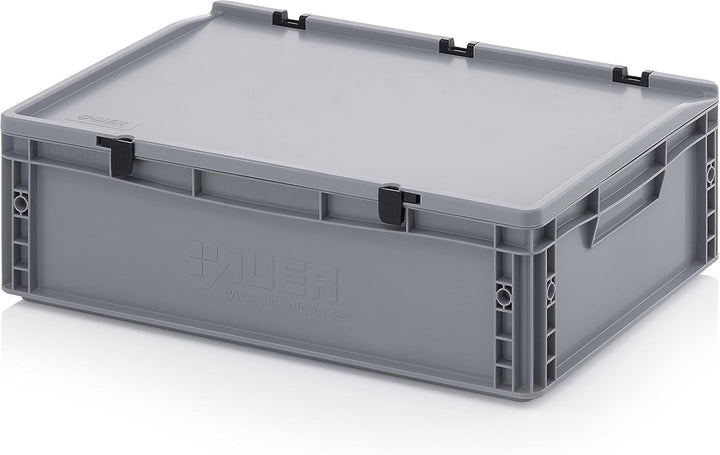 Auer Packaging 6x Eurobehälter 60 x 40 x 18,5 mit Scharnierdeckel inkl. gratis Zollstock 6er Set