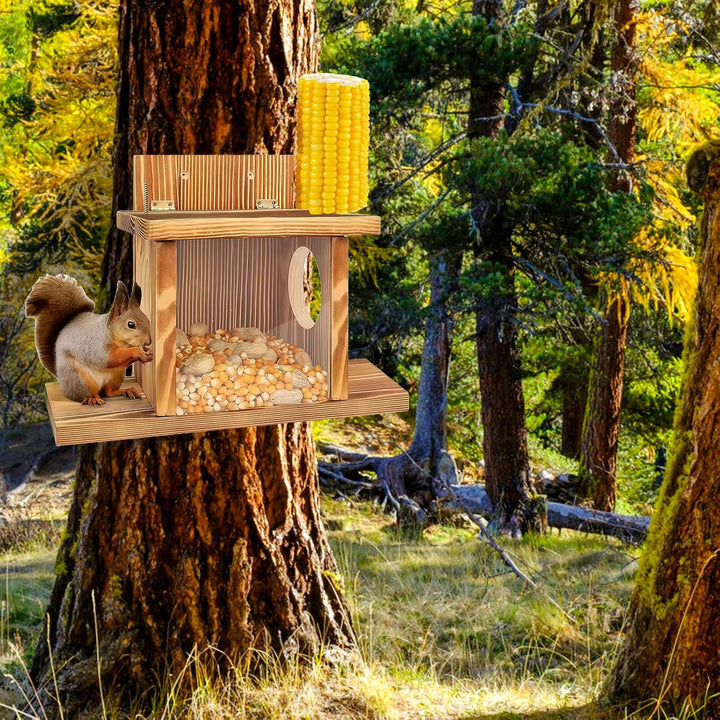 Eichhörnchen Futterhaus aus Holz - Eichhörnchen Futterstation, Eichhörnchen Haus Wetterfest, Eichhör