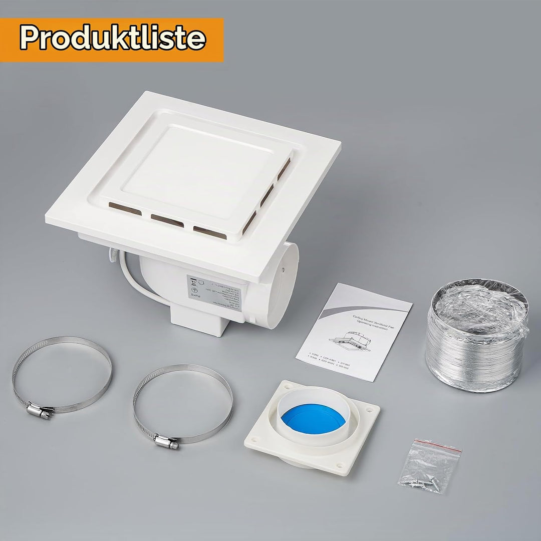 veco chajor 210mm Badlüfter mit LED Licht, Montageöffnung 210mm 8.3IN, 130 CFM, ultra-leiser 1,0-Son