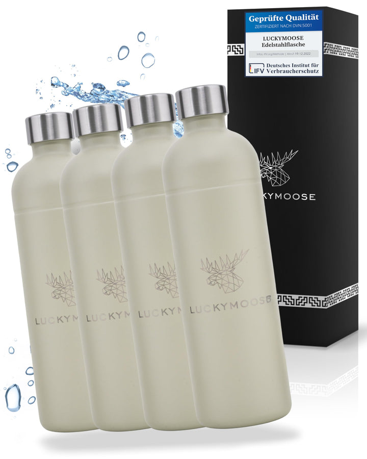 Luckymoose Infinity 4x Edelstahlflaschen Wassersprudler 1,25L – Kompatibel mit der LM Infinity Serie