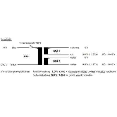 Sedlbauer Ringkerntrafo Transformator 30VA 2x9V für Audio, Industrie, Halogen und Schienensysteme -