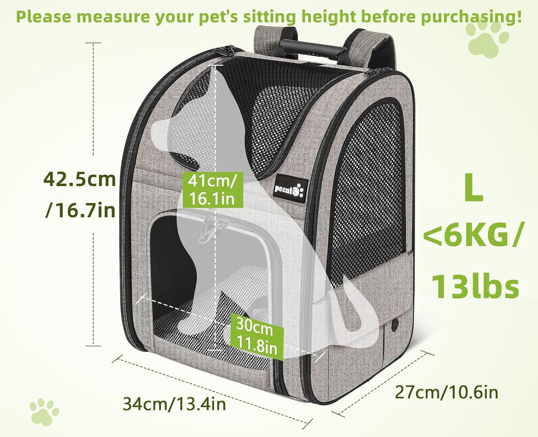 pecute Hunderucksack, Erweiterbar Faltbar, Katzenrucksack Grosse Katzen mit Anti-offener Reissversch