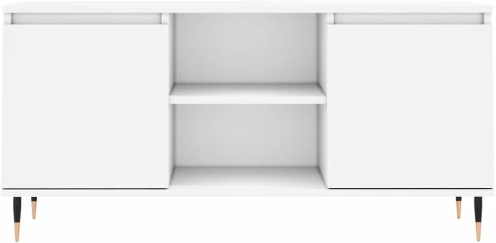 TV-Schrank weiss 104 x 35 x 50 cm aus mehrschichtigem Holz und Eisen – Konsolenschrank mit Türen und