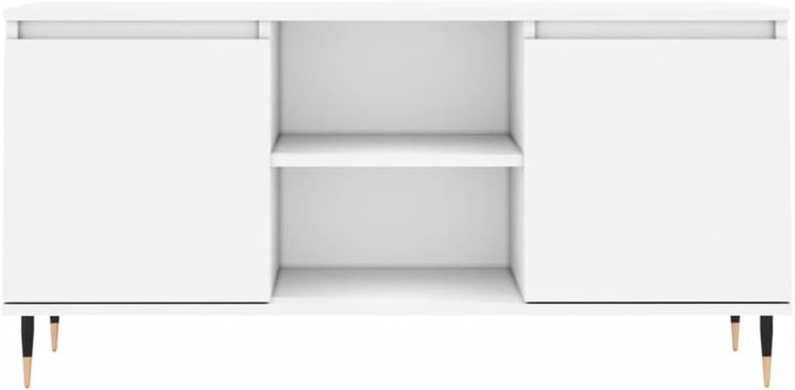 TV-Schrank weiss 104 x 35 x 50 cm aus mehrschichtigem Holz und Eisen – Konsolenschrank mit Türen und