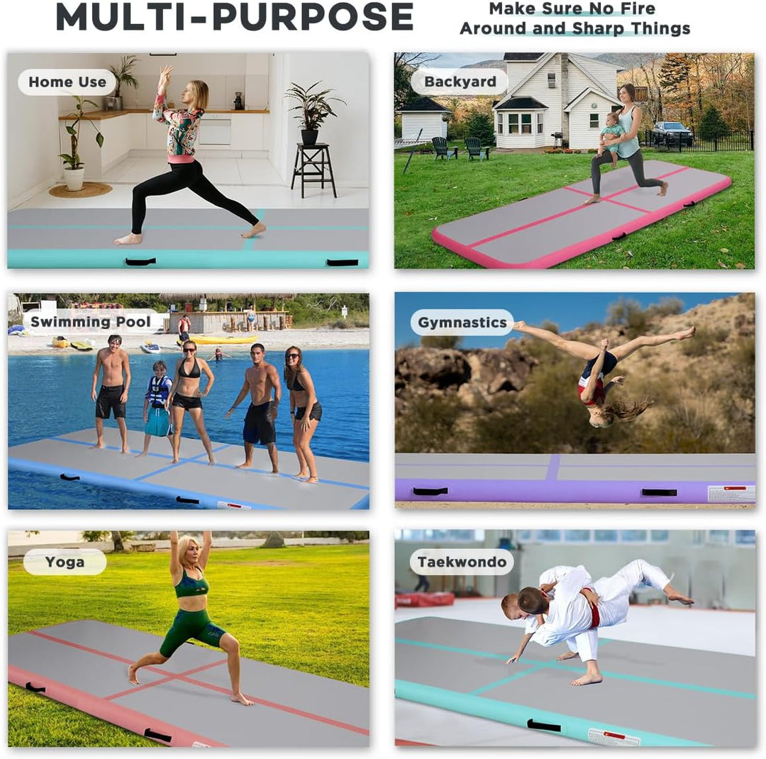 KIKILIVE 10/20CM Hoch Gymnastikmatte Tumbling Matte, 2/3/4/5/6M Aufblasbar Gymnastik Track Matte Air